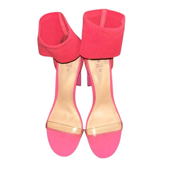 Woman’s Call It Spring Pink Chunky Heels Size 10 - Picture 2 of 8